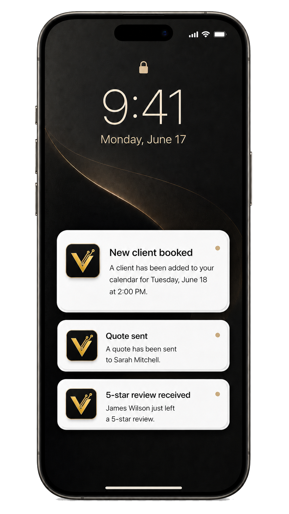 Verity — new client booked notification